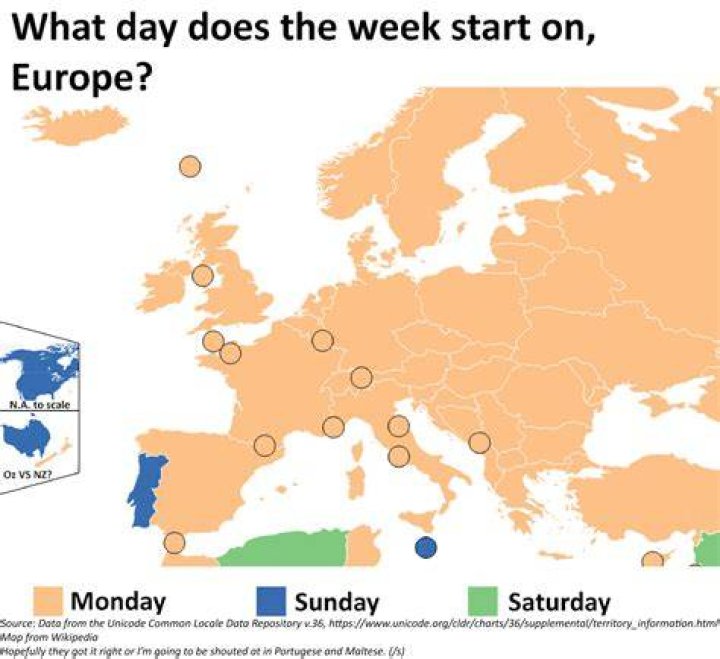 Is Sunday the first day of the week in Europe