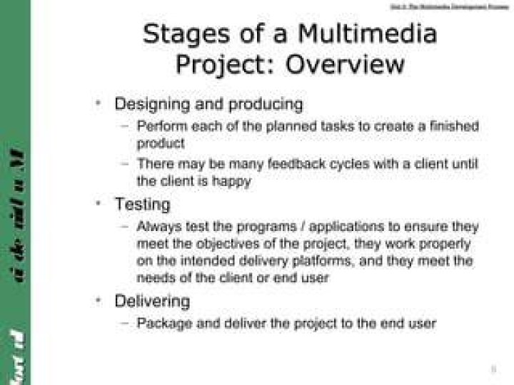 What are the stages of multimedia development