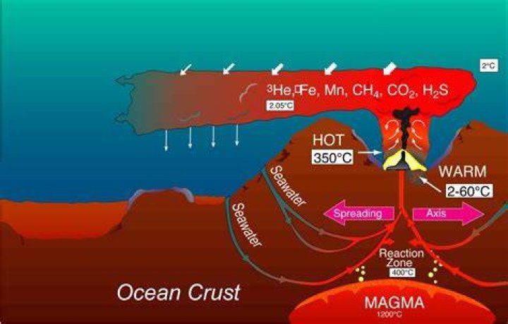 What chemicals come out of hydrothermal vents